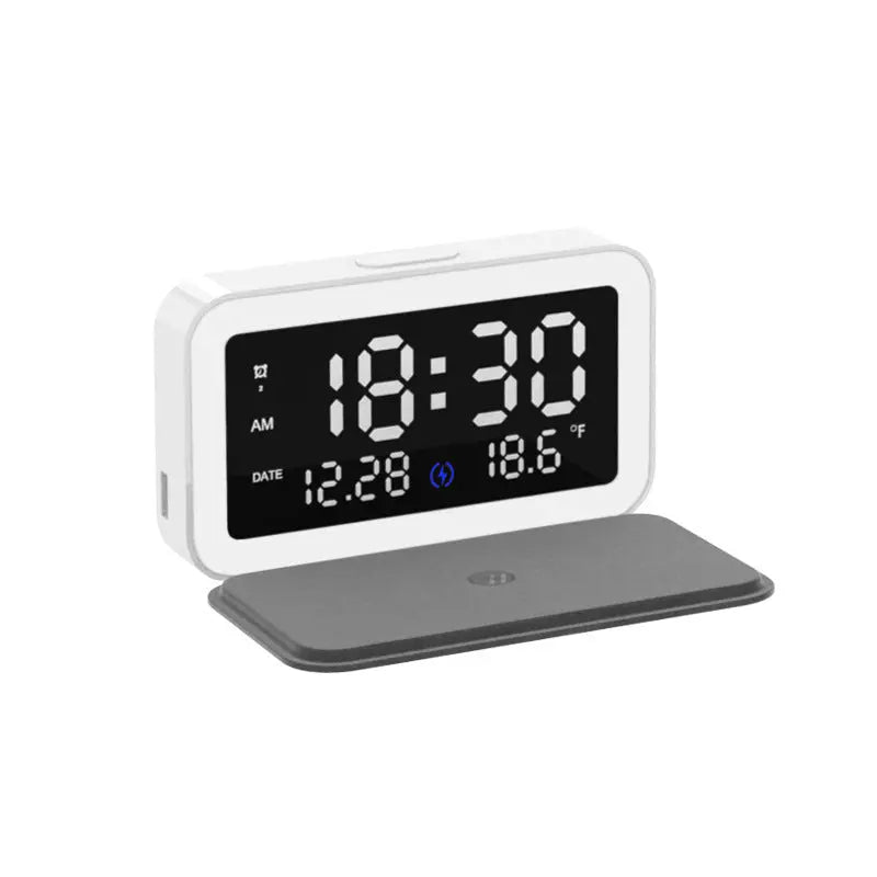 6 IN 1 Wireless Charging Clock Digital Thermometer 15W Wireless Chargers LED Night Light Alarm Clock Mobile Phone Fast Charging MyQualityproduct.shop