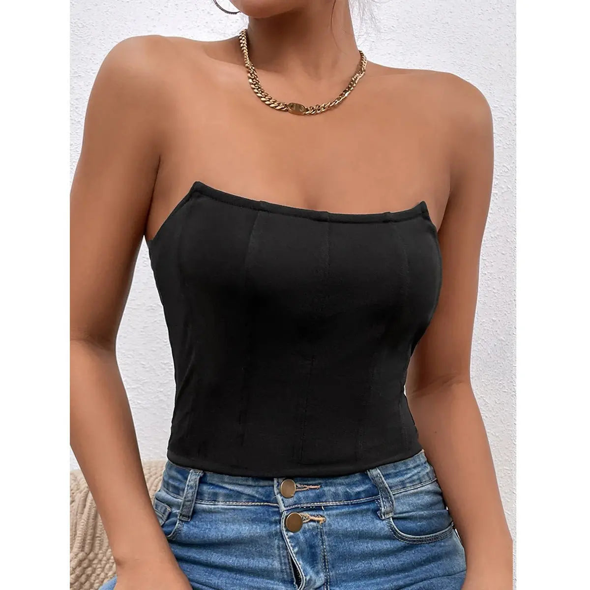 Basic Strapless Tube Top Jumpsuit Women MyQualityproduct.shop