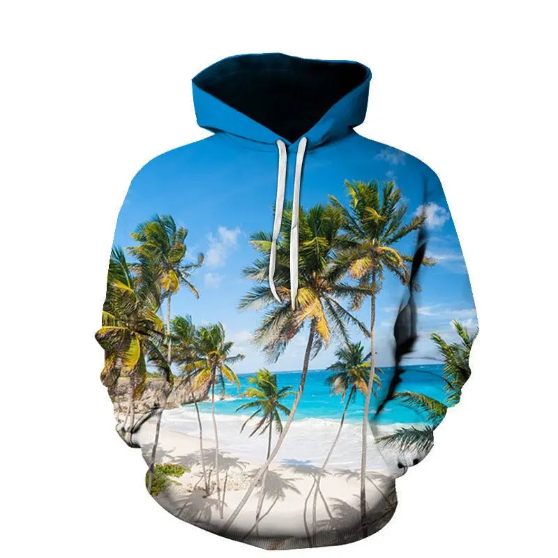 Beach Maple Leaf Couples Sport Sweaters Men And Women Casual Hoodies MyQualityproduct.shop