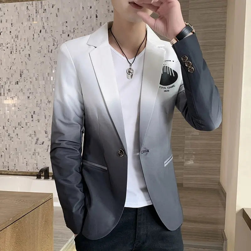 Blazer Men New Male Gradient Suit Jacket Masculino Korean Style Slim Fit Casual Men Fashion Trend Dress Jacket MyQualityproduct.shop