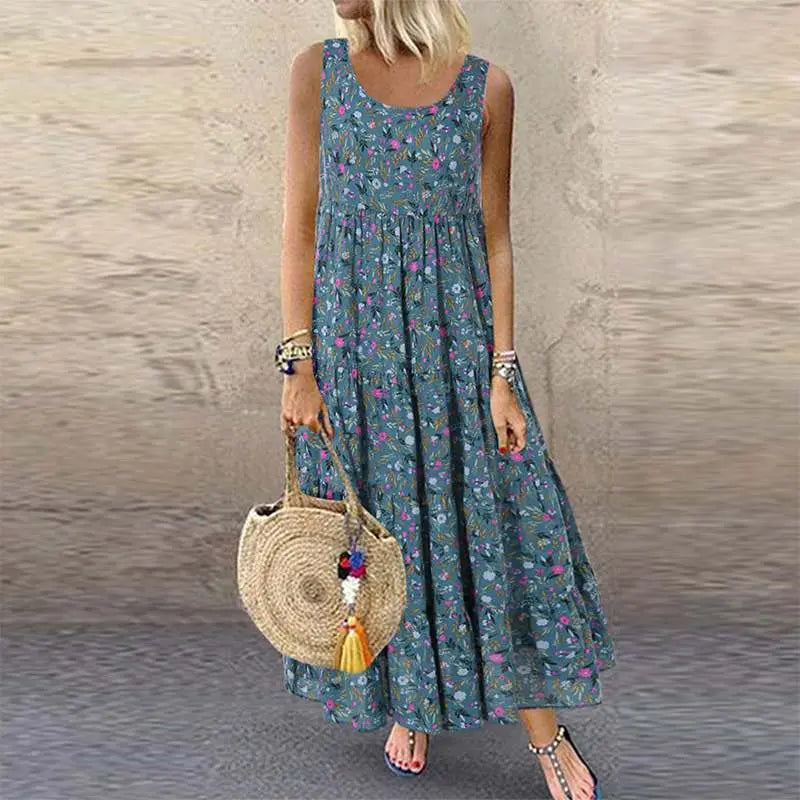 Bohemian Floral Dress Women Summer Beach Long Dress MyQualityproduct.shop