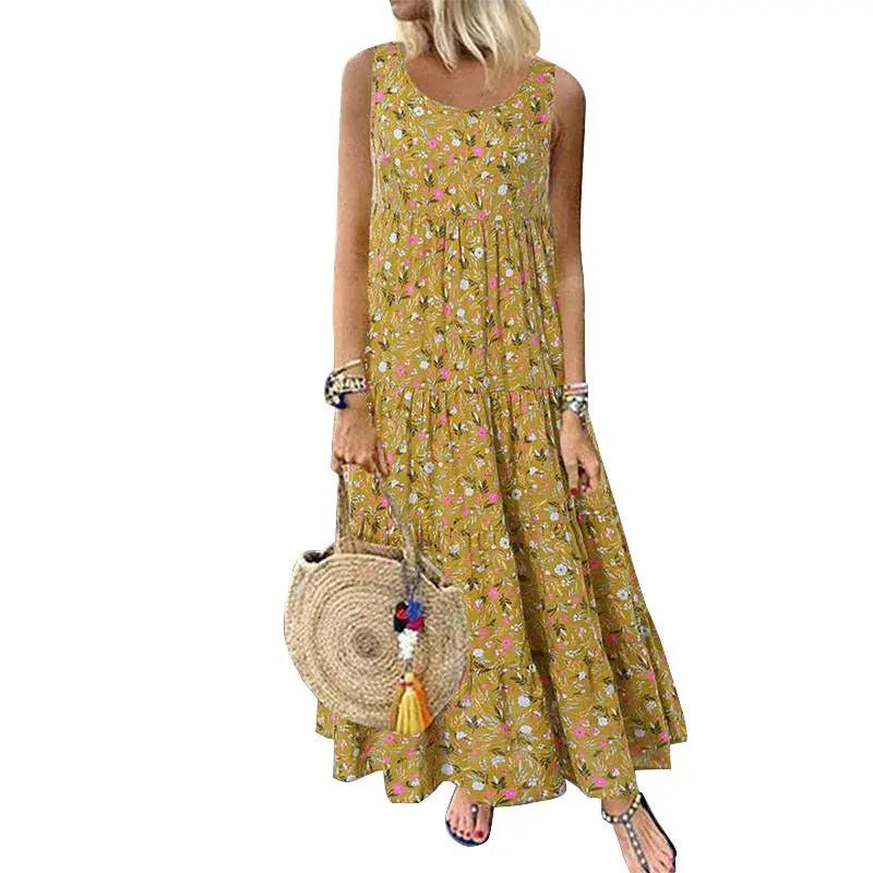 Bohemian Floral Dress Women Summer Beach Long Dress MyQualityproduct.shop