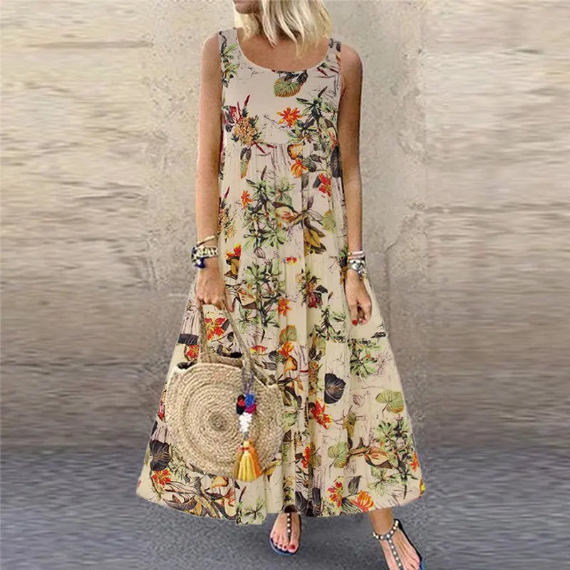 Bohemian Floral Dress Women Summer Beach Long Dress MyQualityproduct.shop