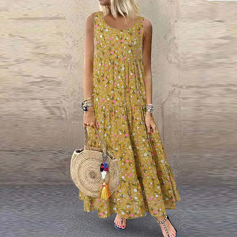 Bohemian Floral Dress Women Summer Beach Long Dress MyQualityproduct.shop