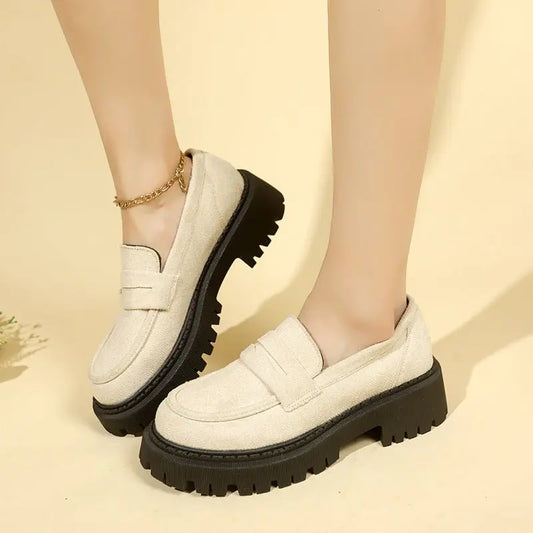 British Style Slip-on Leather Shoe Retro Platform Casual All-matching Women MyQualityproduct.shop