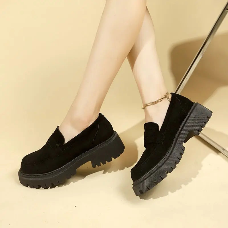 British Style Slip-on Leather Shoe Retro Platform Casual All-matching Women MyQualityproduct.shop