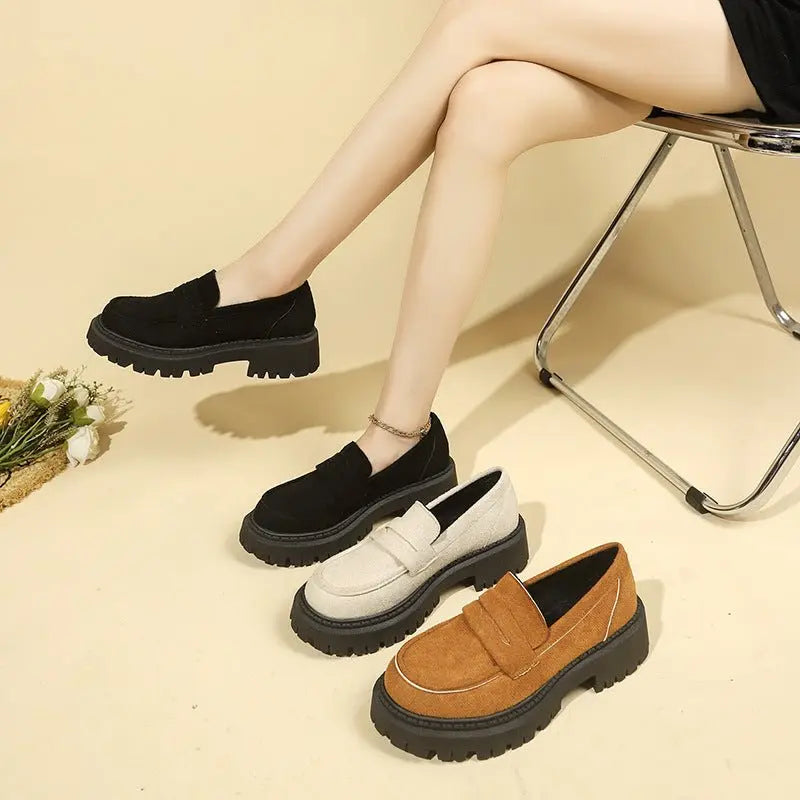 British Style Slip-on Leather Shoe Retro Platform Casual All-matching Women MyQualityproduct.shop