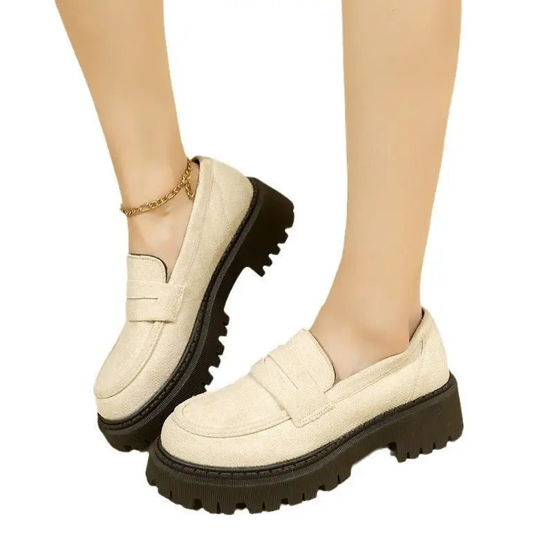 British Style Slip-on Leather Shoe Retro Platform Casual All-matching Women MyQualityproduct.shop