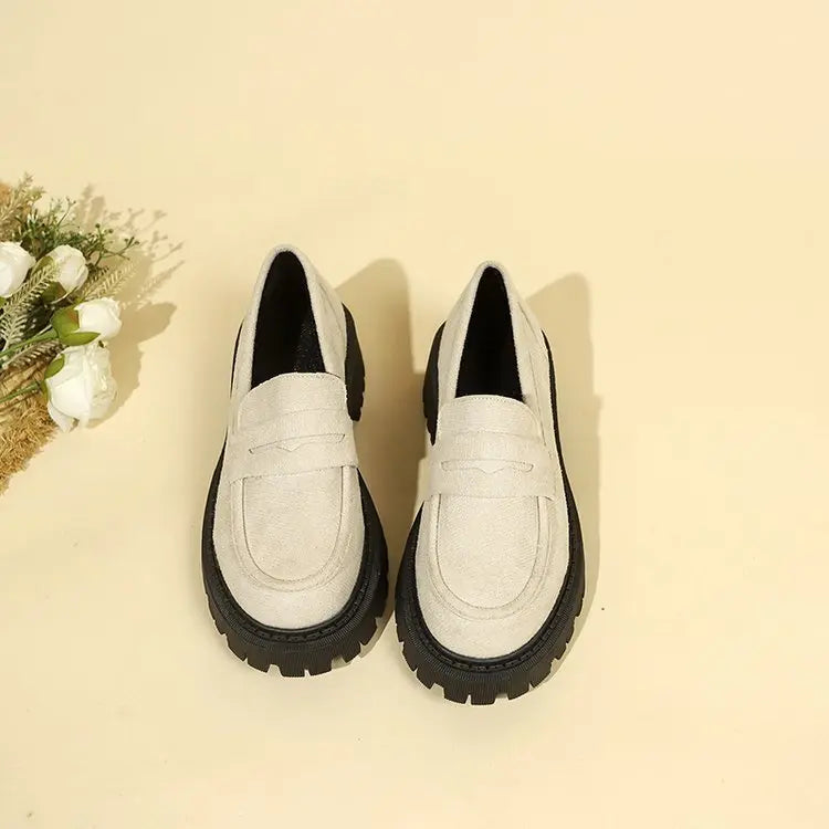 British Style Slip-on Leather Shoe Retro Platform Casual All-matching Women MyQualityproduct.shop