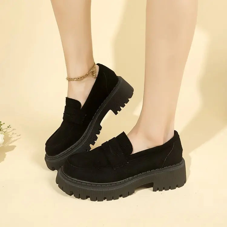 British Style Slip-on Leather Shoe Retro Platform Casual All-matching Women MyQualityproduct.shop