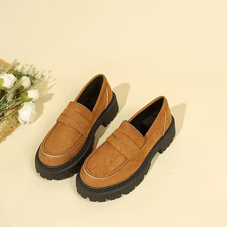 British Style Slip-on Leather Shoe Retro Platform Casual All-matching Women MyQualityproduct.shop