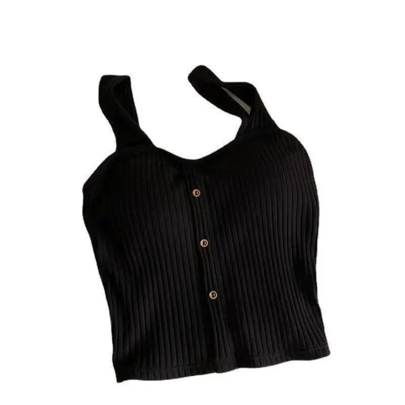 Button Camisole Short Top For Women MyQualityproduct.shop