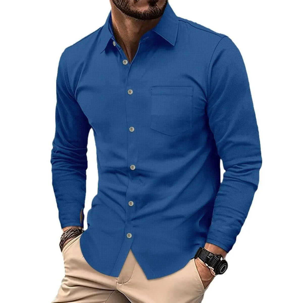 Button Casual Long Sleeve Shirt Top Men MyQualityproduct.shop