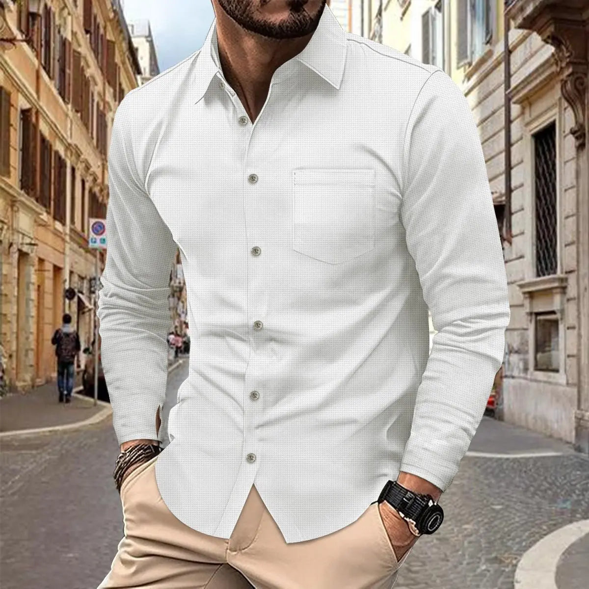 Button Casual Long Sleeve Shirt Top Men MyQualityproduct.shop