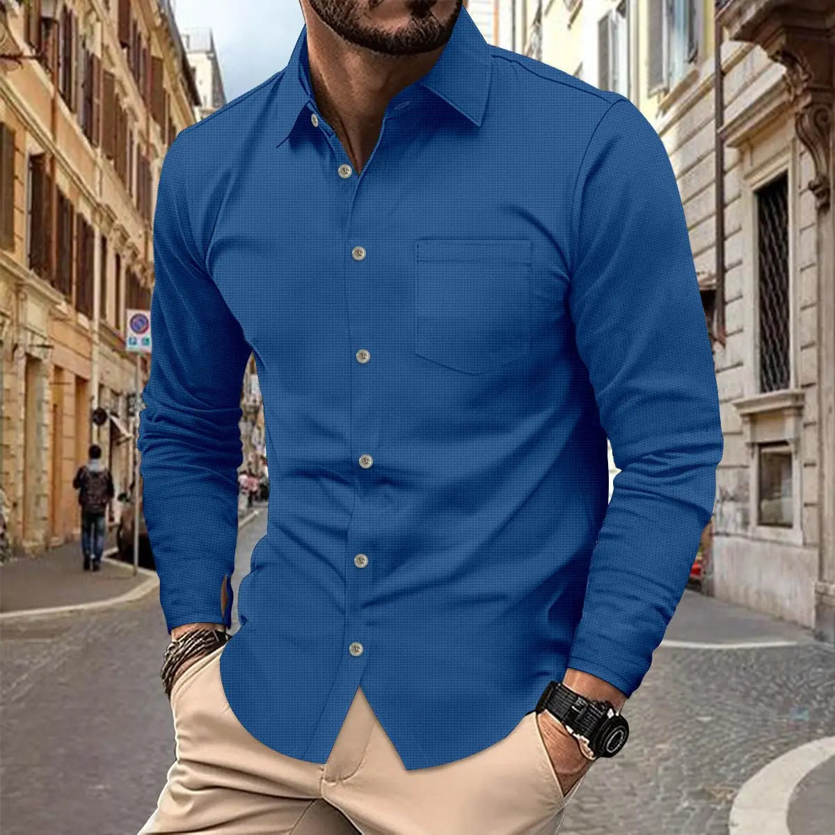 Button Casual Long Sleeve Shirt Top Men MyQualityproduct.shop