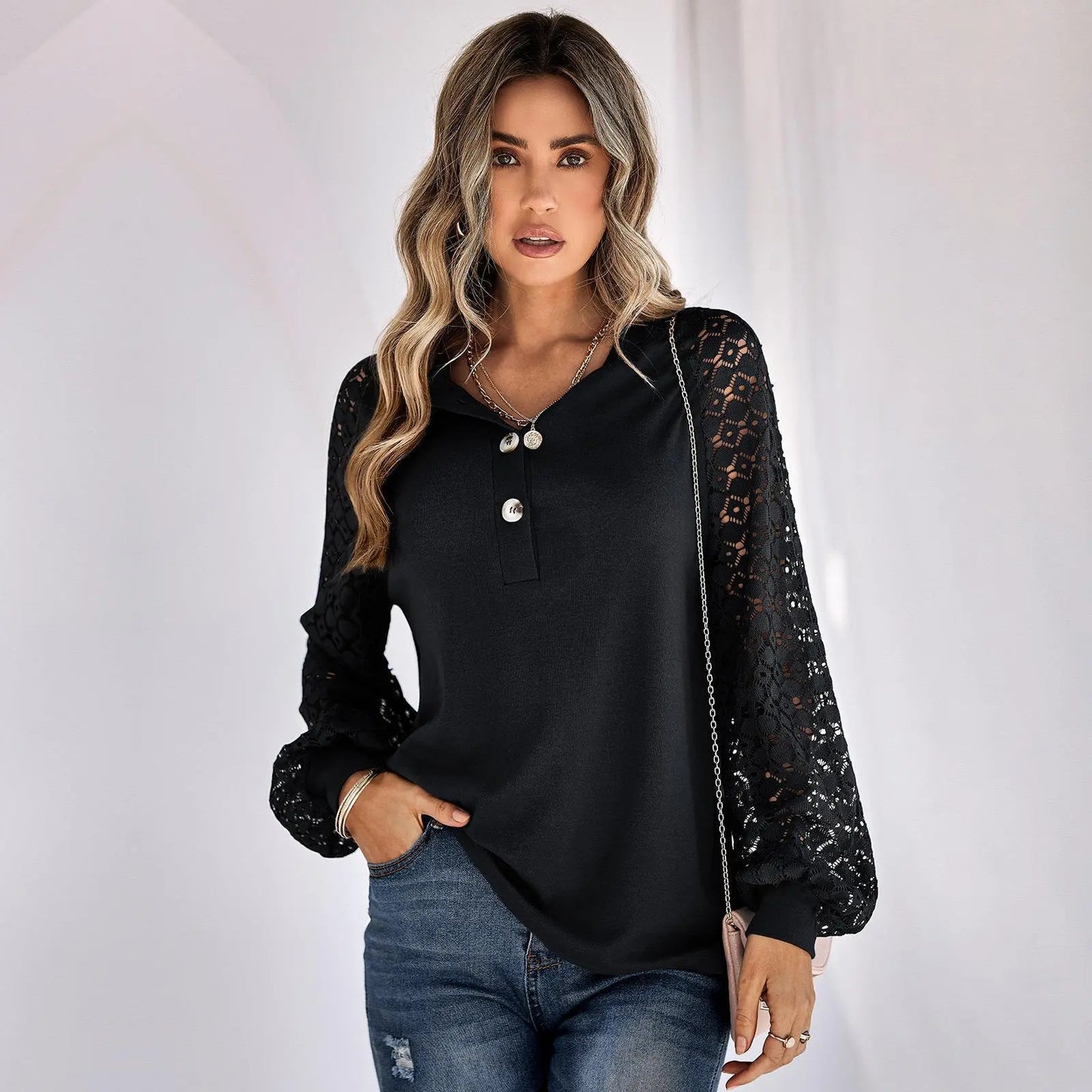 Casual Lace Button Top Women - MyQualityproduct.shop