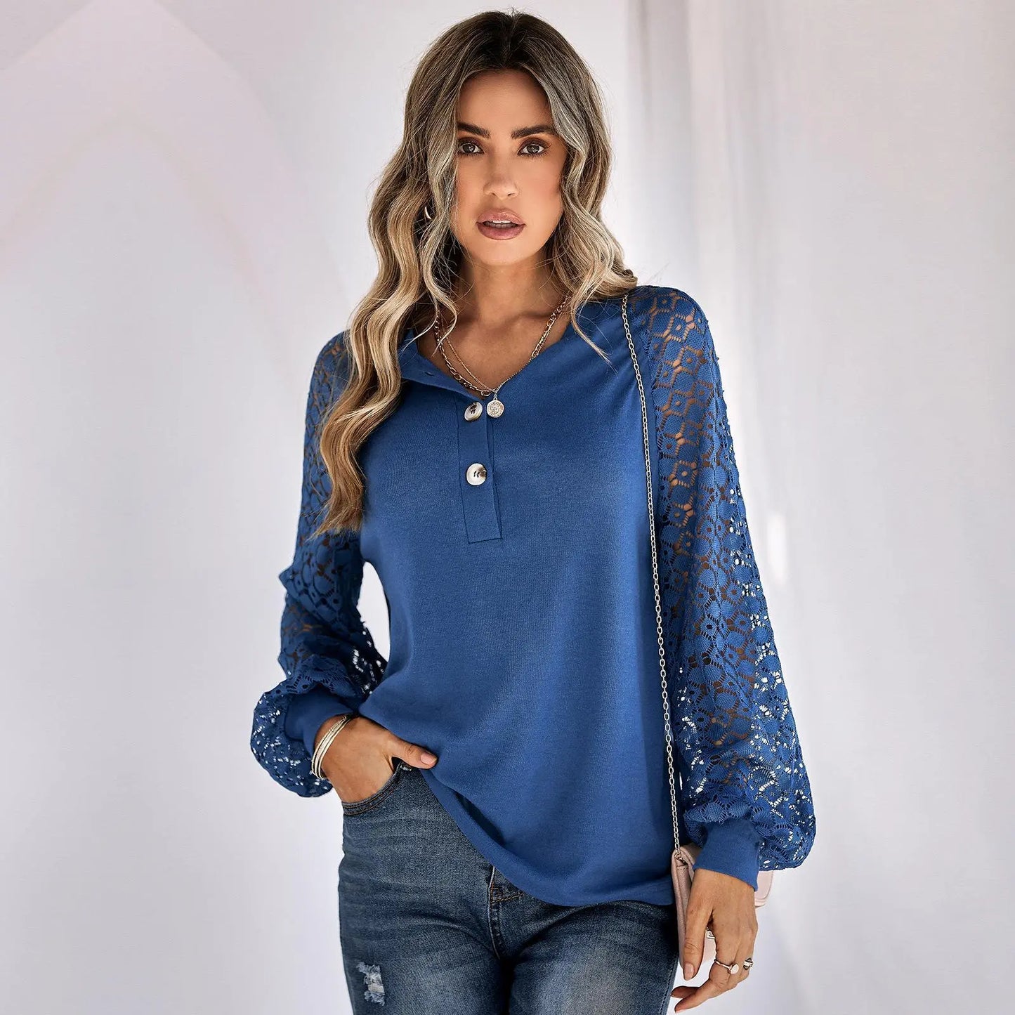 Casual Lace Button Top Women - MyQualityproduct.shop