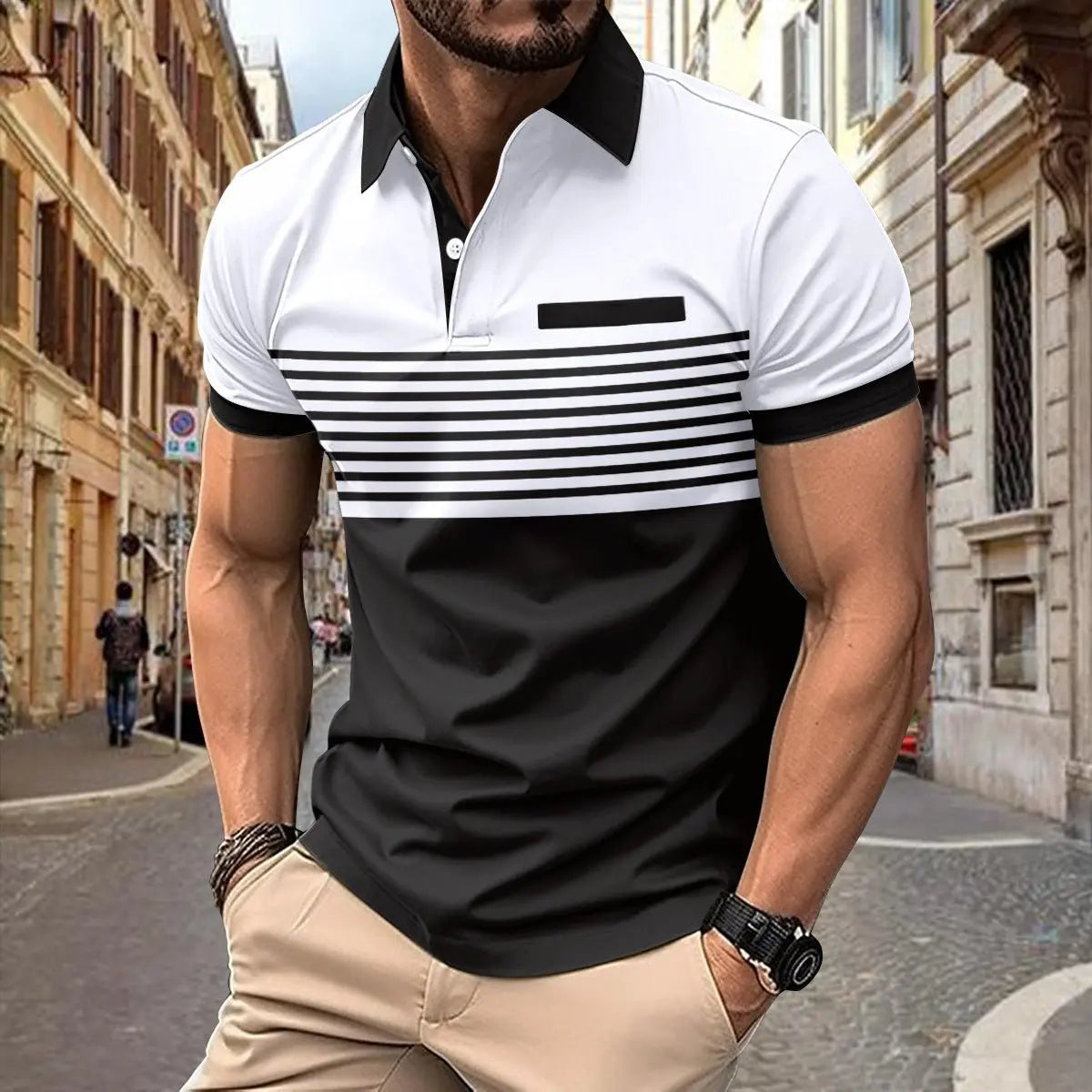 Casual Striped Shirt With Chest Pocket Men Clothing MyQualityproduct.shop