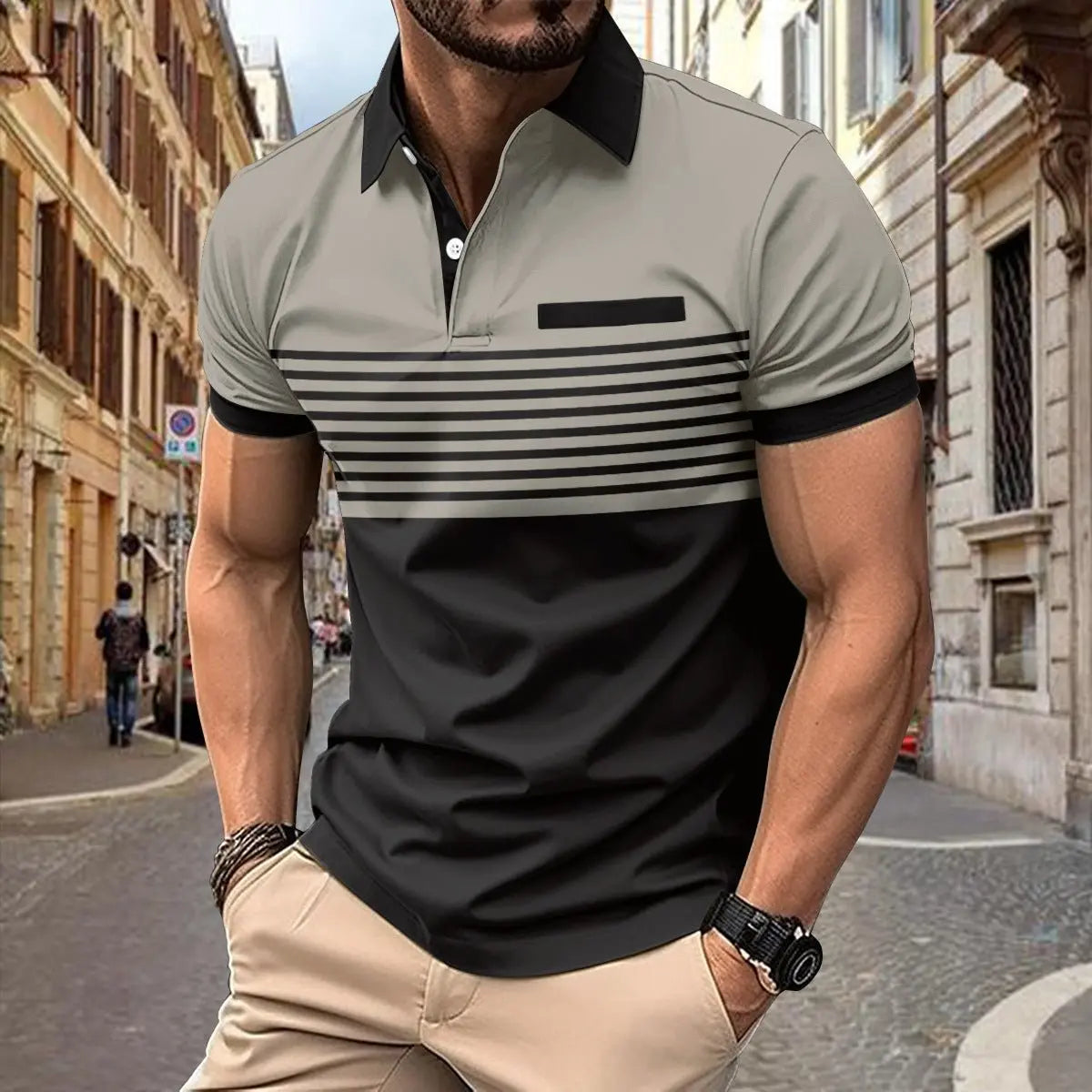 Casual Striped Shirt With Chest Pocket Men Clothing MyQualityproduct.shop