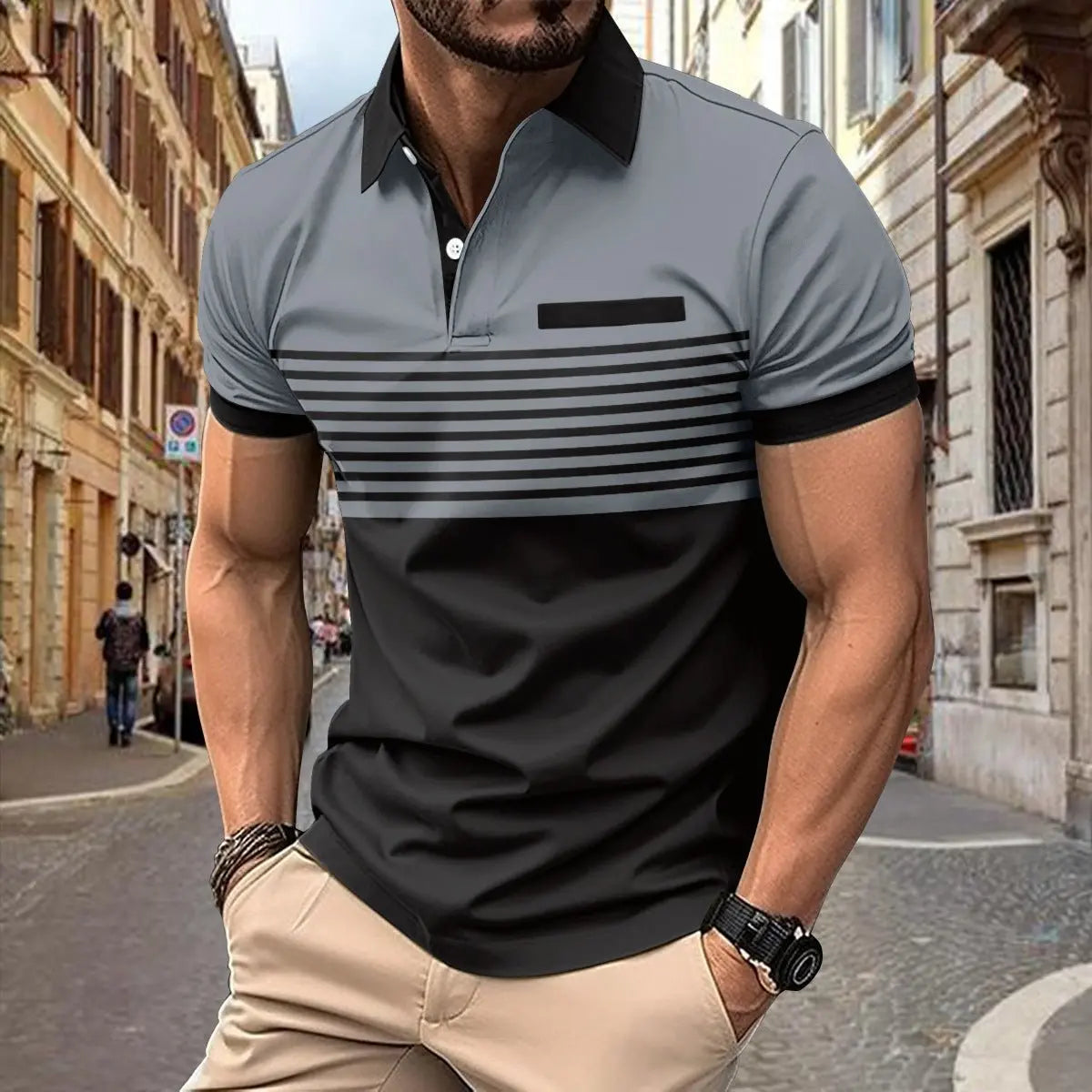 Casual Striped Shirt With Chest Pocket Men Clothing MyQualityproduct.shop