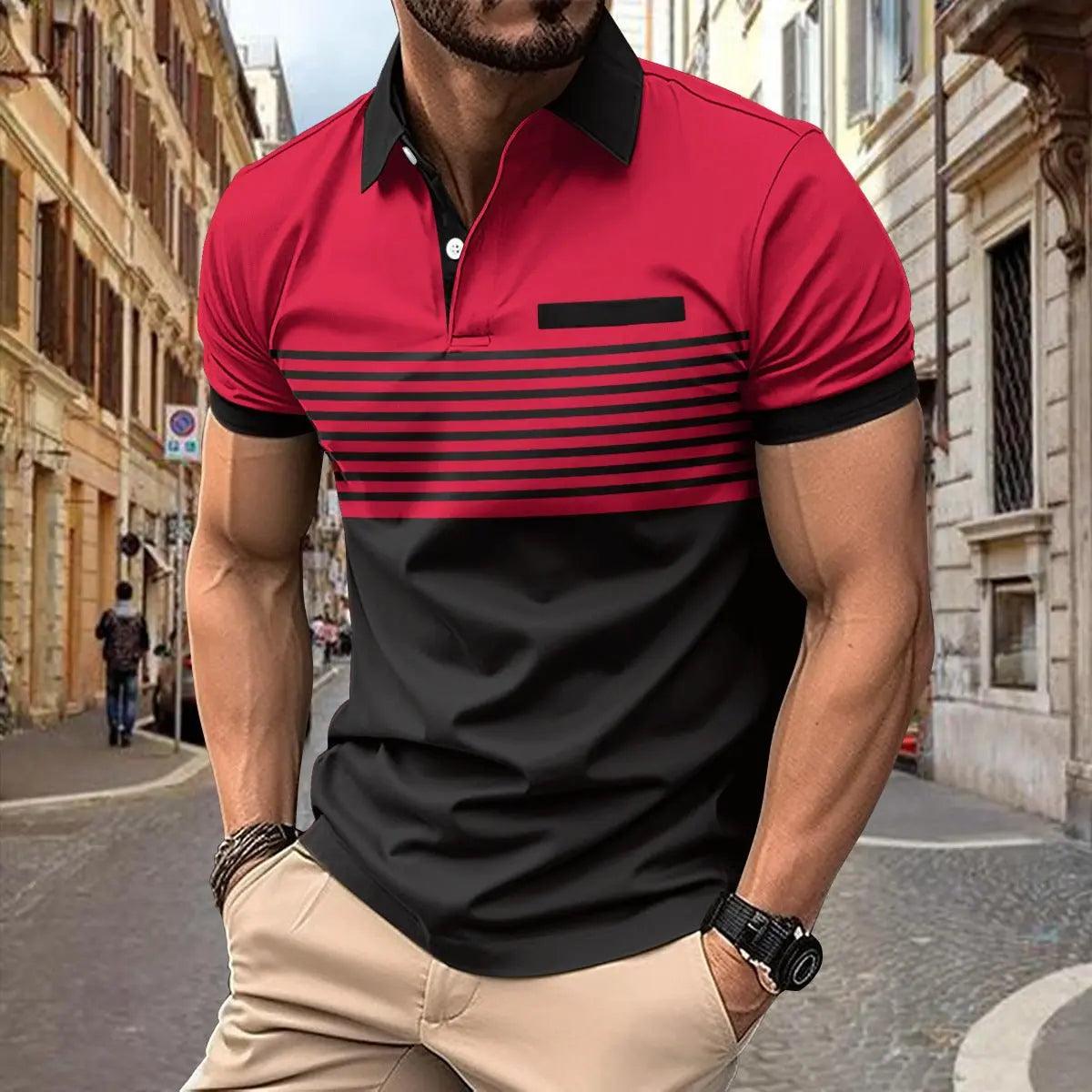 Casual Striped Shirt With Chest Pocket Men Clothing MyQualityproduct.shop