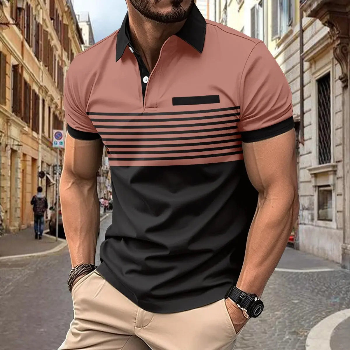 Casual Striped Shirt With Chest Pocket Men Clothing MyQualityproduct.shop