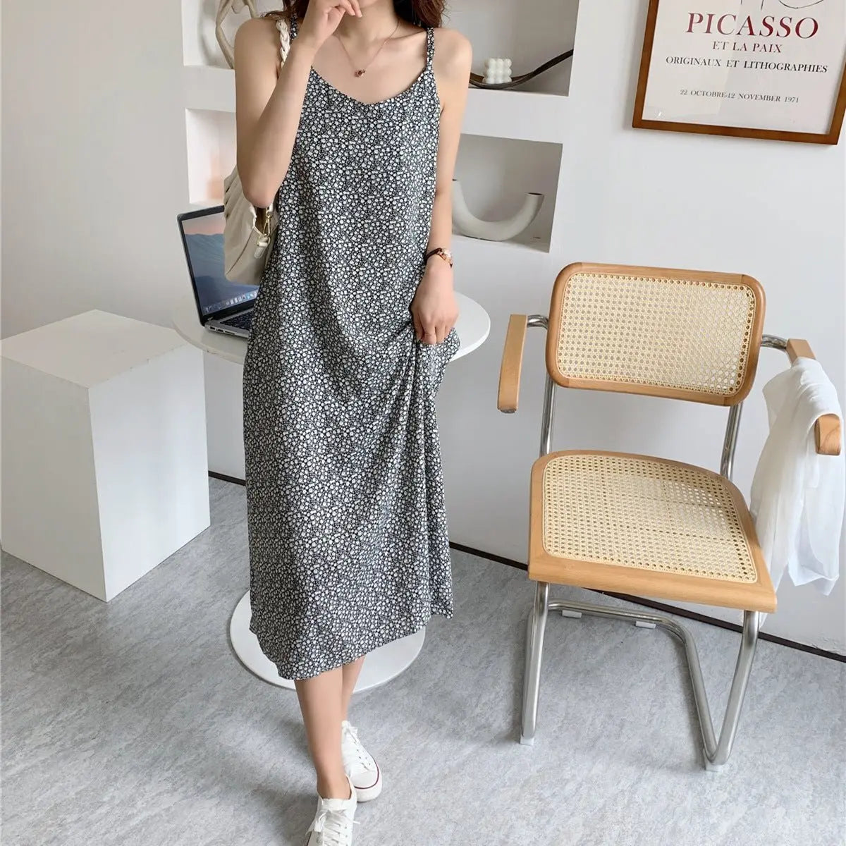 Chiffon Floral Sling Dress Women MyQualityproduct.shop