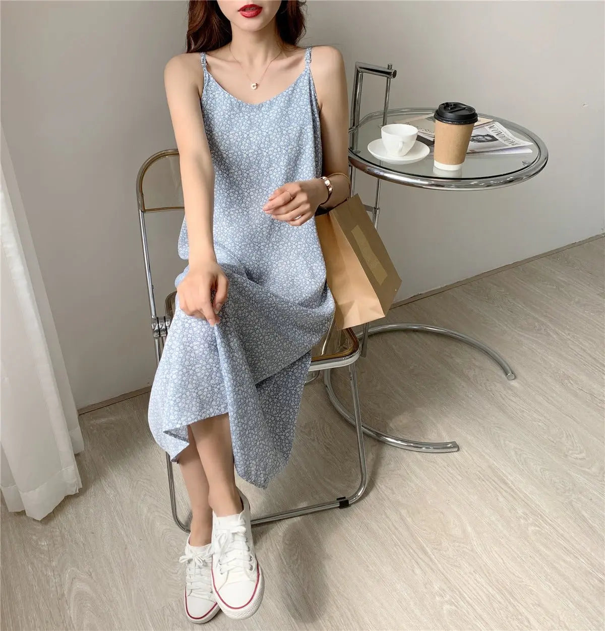 Chiffon Floral Sling Dress Women MyQualityproduct.shop