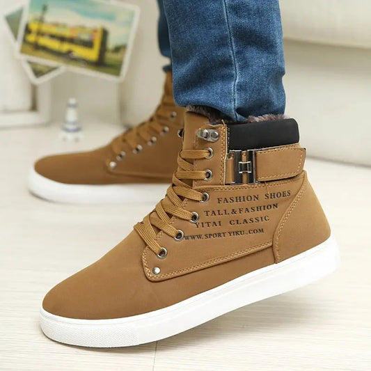 DEKABR Hot Men Shoes Fashion Warm Fur Winter Men Boots Autumn Leather Footwear For Man New High Top Canvas Casual Shoes Men - MyQualityproduct.shop