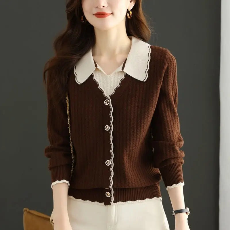 Fake Two-piece Knitted Sweaters Top For Women MyQualityproduct.shop