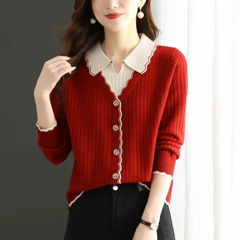 Fake Two-piece Knitted Sweaters Top For Women MyQualityproduct.shop