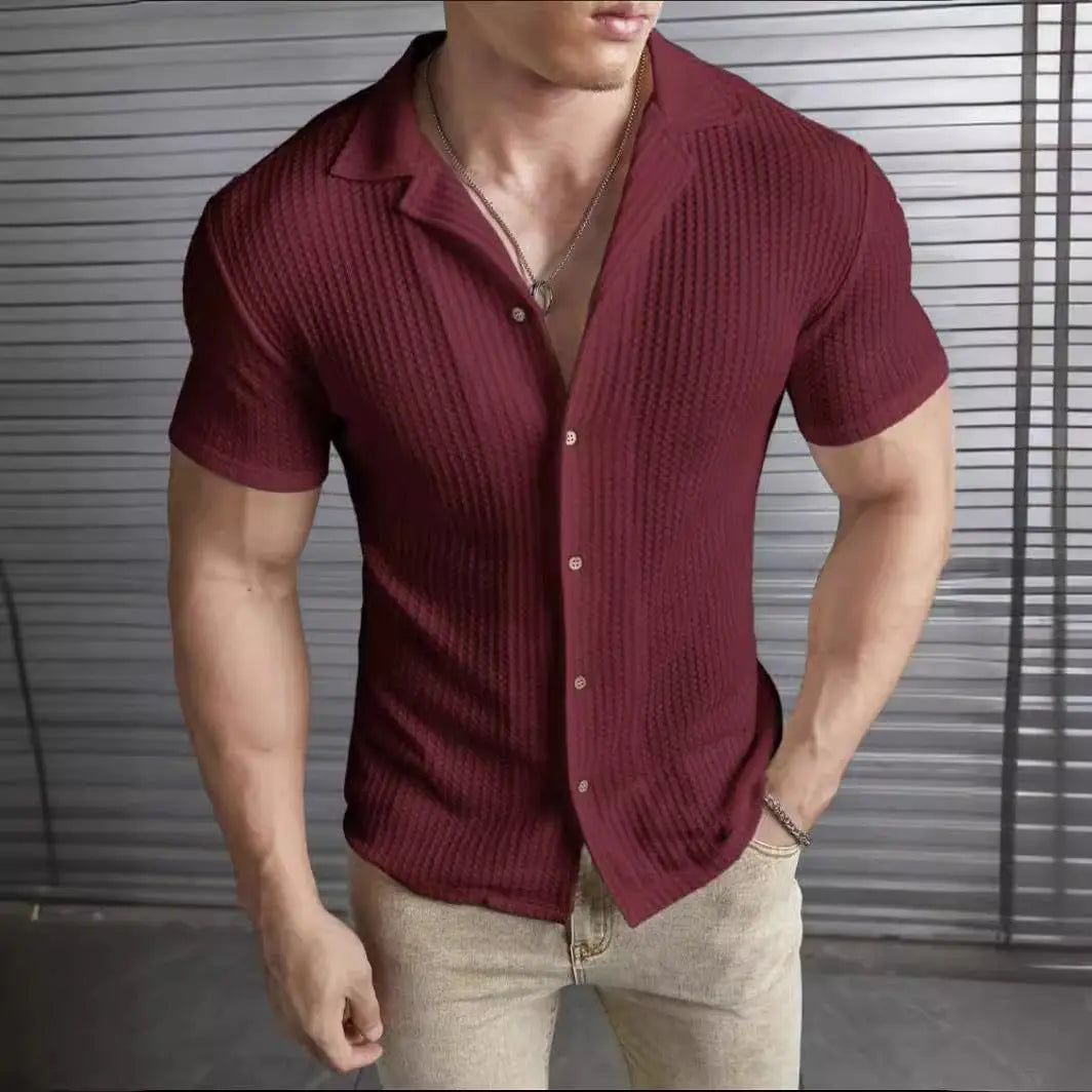 Fashion Casual Slim Top Short Sleeve Men MyQualityproduct.shop