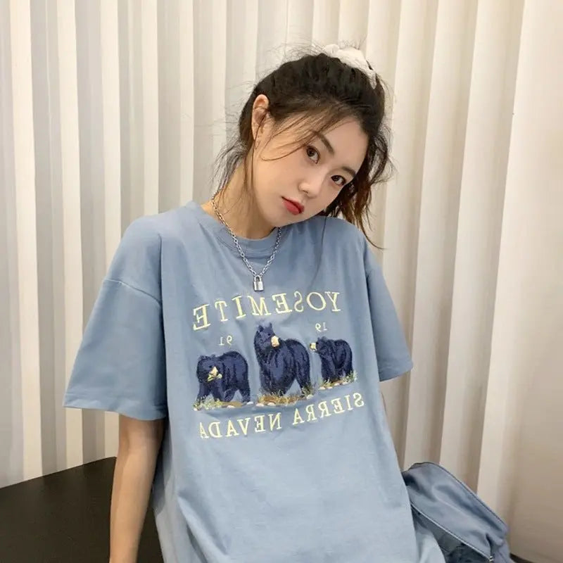 Fashion Women Cartoon Student Loose Top MyQualityproduct.shop