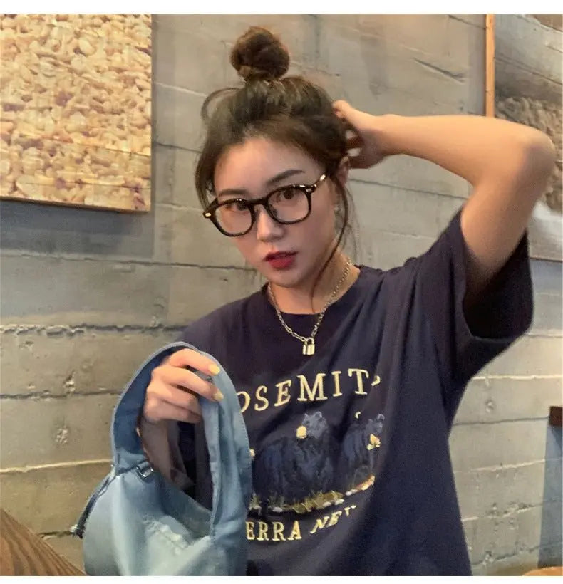 Fashion Women Cartoon Student Loose Top MyQualityproduct.shop