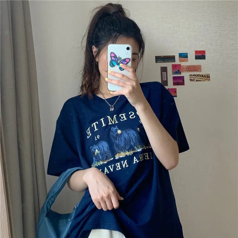 Fashion Women Cartoon Student Loose Top MyQualityproduct.shop