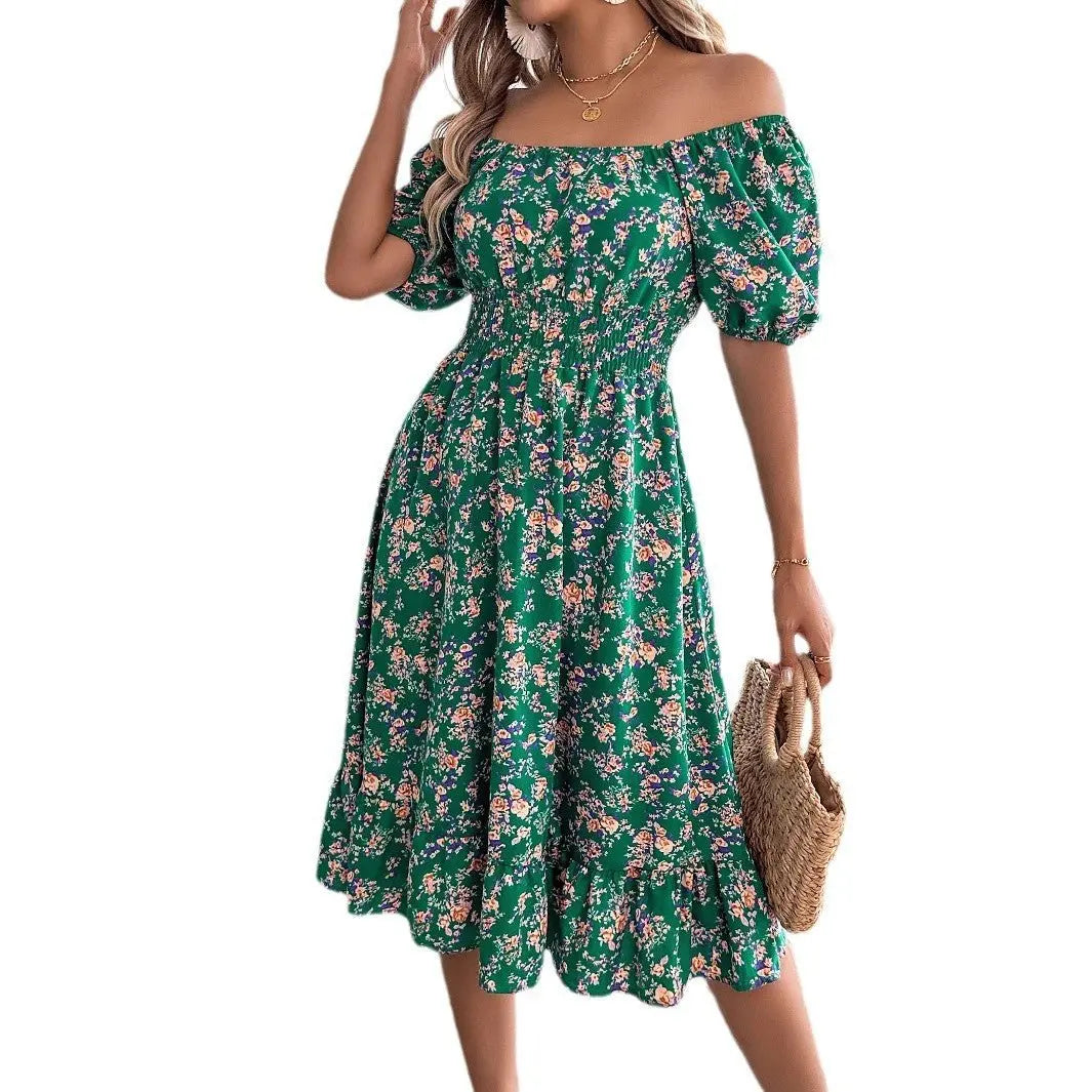 Floral Square Collar Ruffles Dress Women's Clothing MyQualityproduct.shop