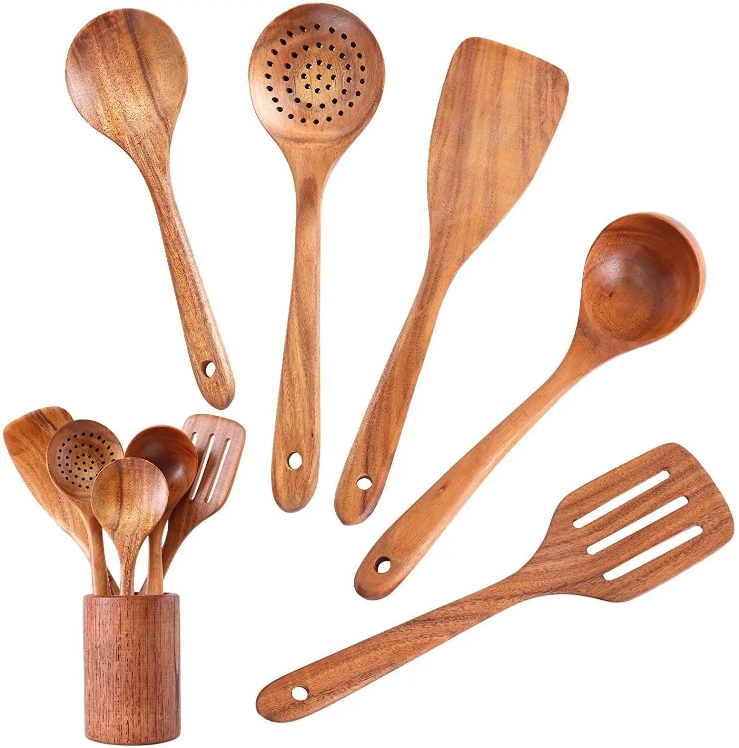 High Temperature Vegetable Spatula Acacia Wood Cooking Set Wooden Spatula MyQualityproduct.shop