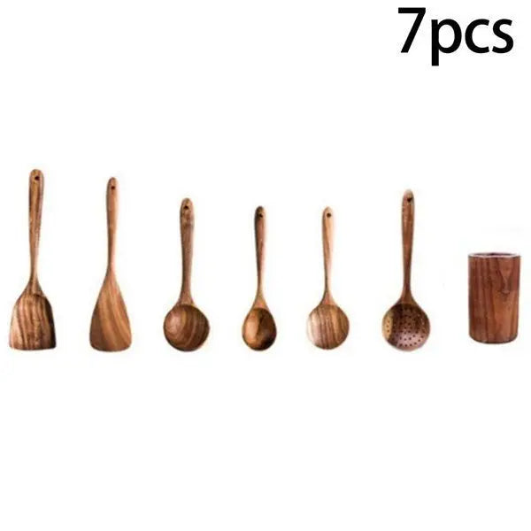 High Temperature Vegetable Spatula Acacia Wood Cooking Set Wooden Spatula MyQualityproduct.shop