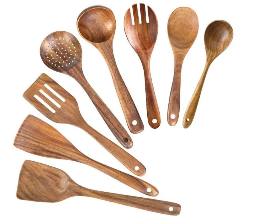 High Temperature Vegetable Spatula Acacia Wood Cooking Set Wooden Spatula MyQualityproduct.shop