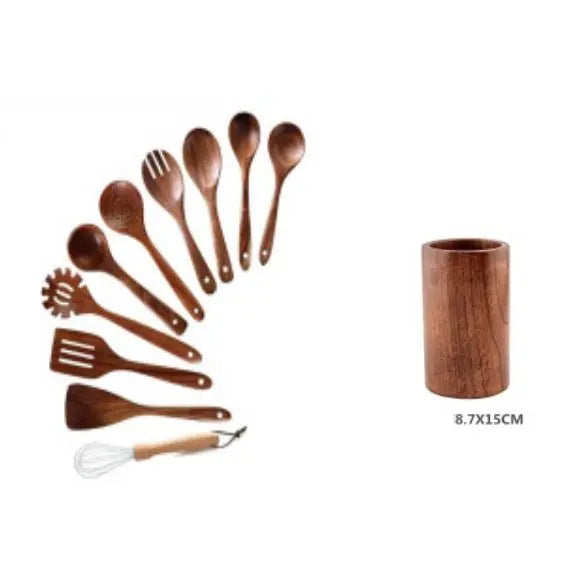 High Temperature Vegetable Spatula Acacia Wood Cooking Set Wooden Spatula MyQualityproduct.shop