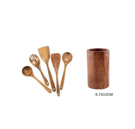 High Temperature Vegetable Spatula Acacia Wood Cooking Set Wooden Spatula MyQualityproduct.shop