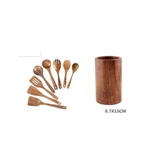 High Temperature Vegetable Spatula Acacia Wood Cooking Set Wooden Spatula MyQualityproduct.shop