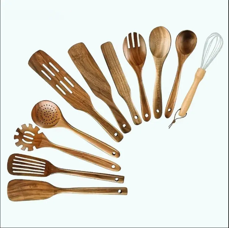 High Temperature Vegetable Spatula Acacia Wood Cooking Set Wooden Spatula MyQualityproduct.shop