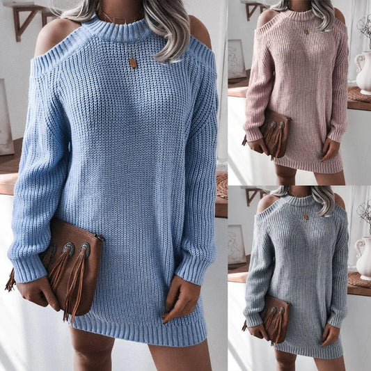 Knitwear College Sweaters Sweater For Women Long Blue Gray MyQualityproduct.shop