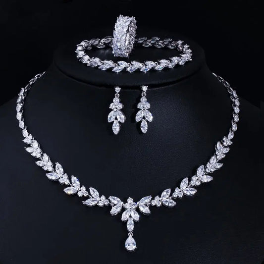 Korean Fashion And Generous Bride Wedding Dress Accessories High-grade AAA Zircon Four-piece Set MyQualityproduct.shop