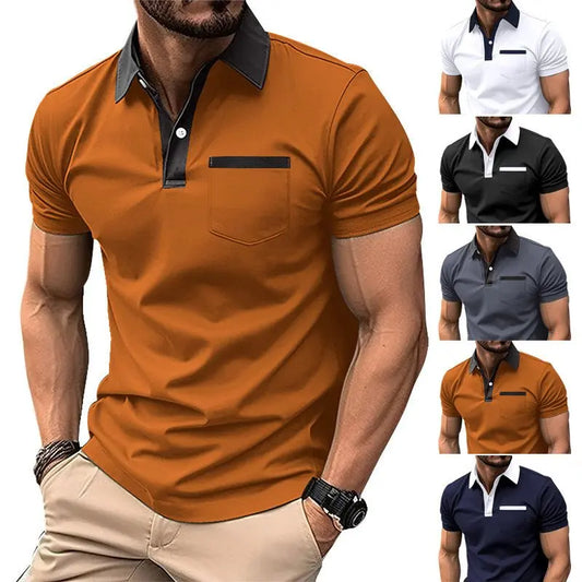 Lapel Fashion Slim Pocket Short-sleeved T-shirt Polo Shirt Men Clothing MyQualityproduct.shop