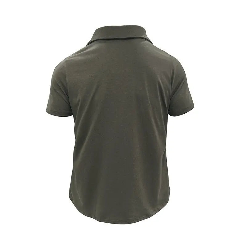 Lapel Short Sleeve Outdoor Pocket Polo Shirt T-shirt Men Clothing MyQualityproduct.shop