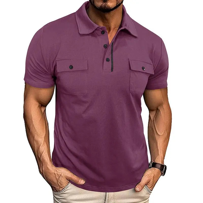 Lapel Short Sleeve Outdoor Pocket Polo Shirt T-shirt Men Clothing MyQualityproduct.shop