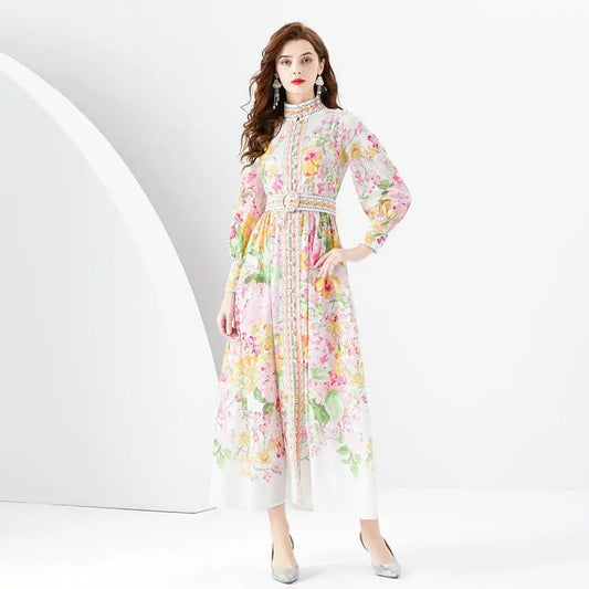 Long Retro Printed Dress Women MyQualityproduct.shop