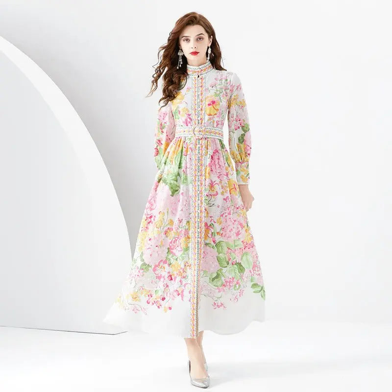 Long Retro Printed Dress Women MyQualityproduct.shop